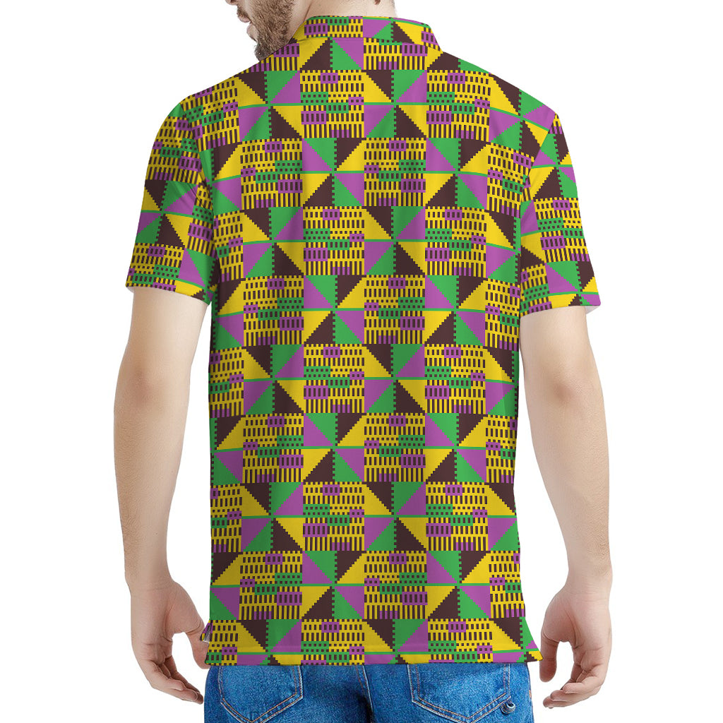 African Kente Pattern Print Men's Polo Shirt