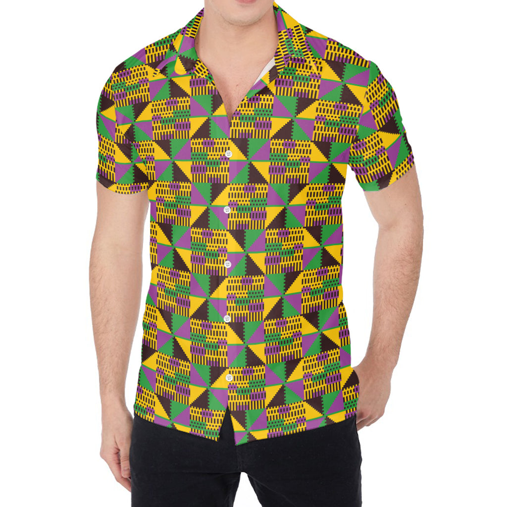 African Kente Pattern Print Men's Shirt
