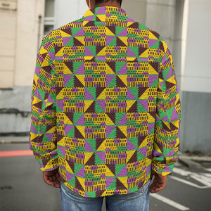 African Kente Pattern Print Men's Shirt Jacket