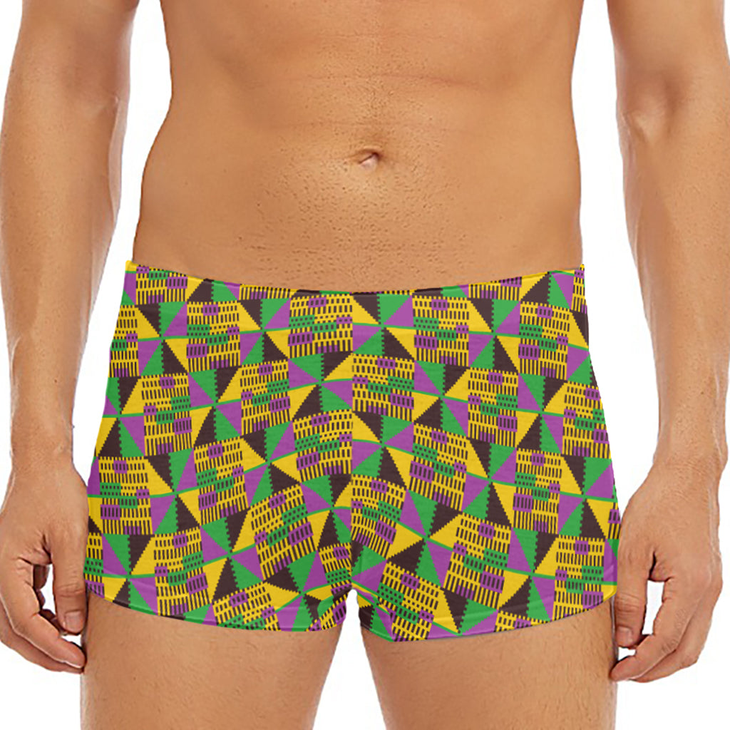African Kente Pattern Print Men's Short Boxer Briefs