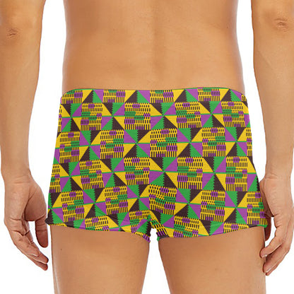 African Kente Pattern Print Men's Short Boxer Briefs