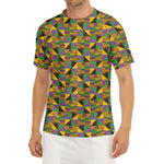 African Kente Pattern Print Men's Short Sleeve Rash Guard