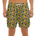 African Kente Pattern Print Men's Split Running Shorts