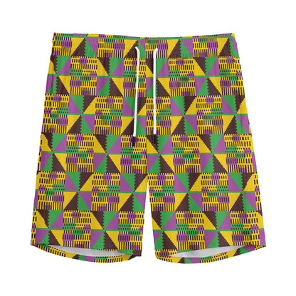 African Kente Pattern Print Men's Sports Shorts