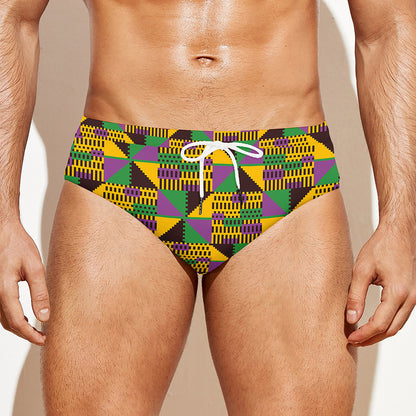 African Kente Pattern Print Men's Swim Briefs