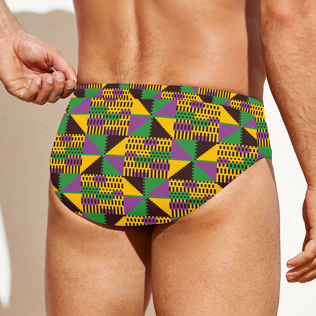 African Kente Pattern Print Men's Swim Briefs