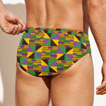 African Kente Pattern Print Men's Swim Briefs
