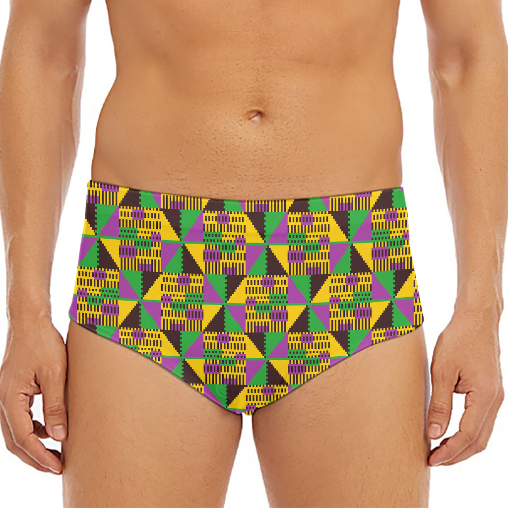 African Kente Pattern Print Men's Triangle Swim Briefs