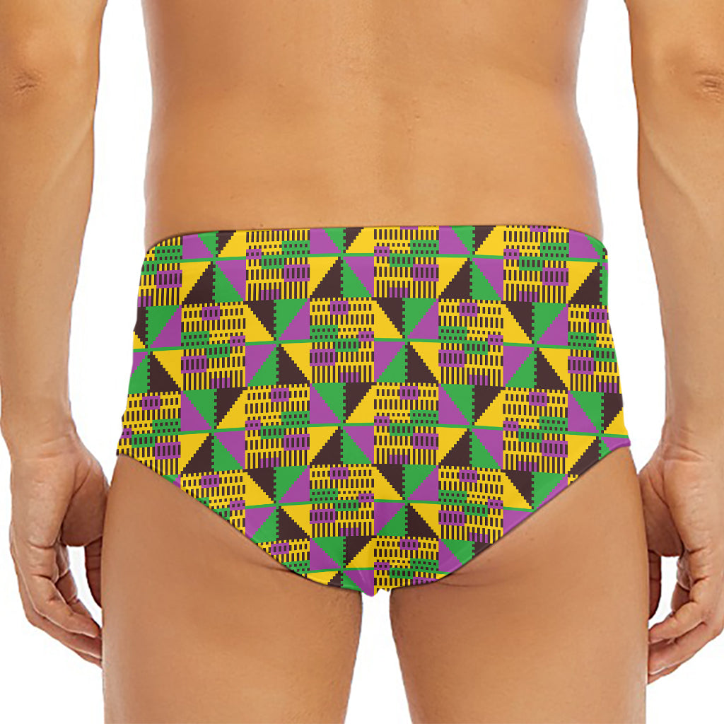 African Kente Pattern Print Men's Triangle Swim Briefs