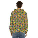 African Kente Pattern Print Men's Velvet Pullover Hoodie