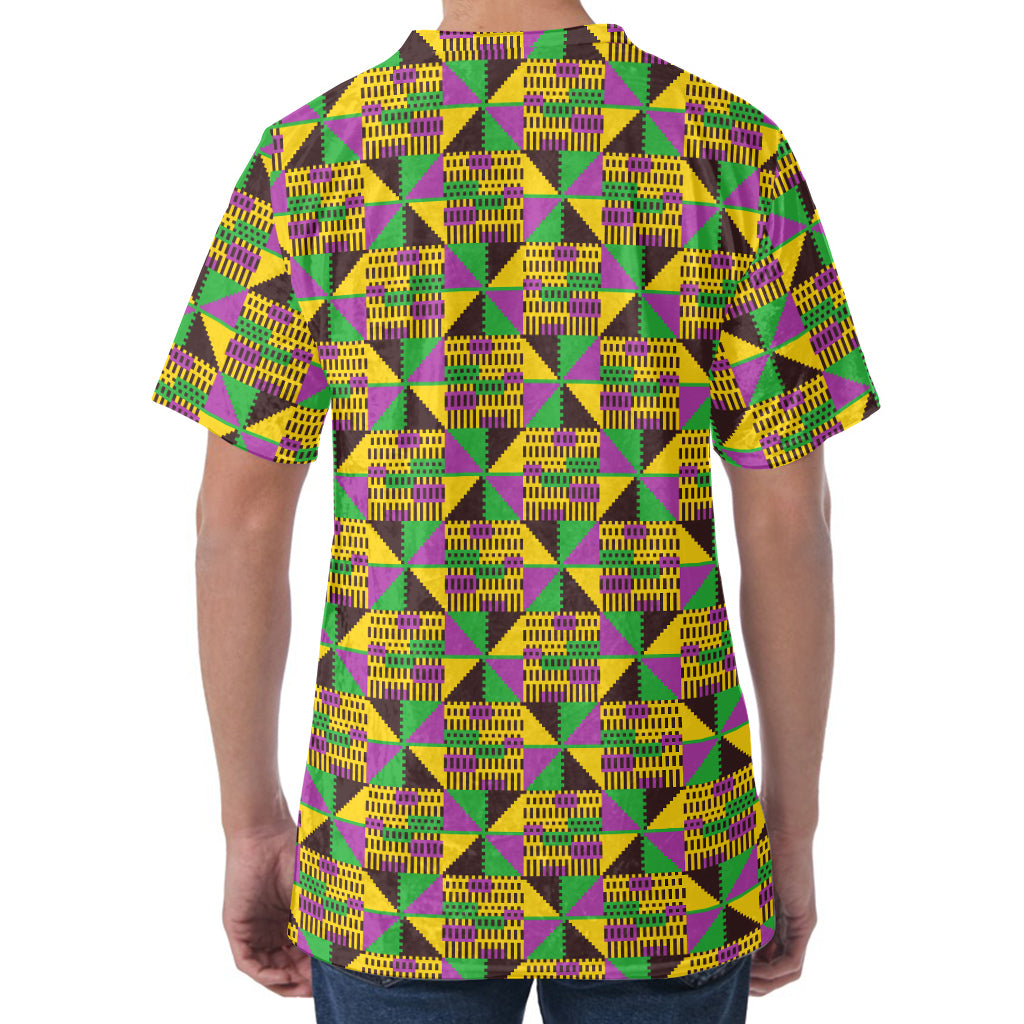 African Kente Pattern Print Men's Velvet T-Shirt