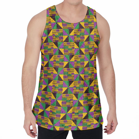 African Kente Pattern Print Men's Velvet Tank Top