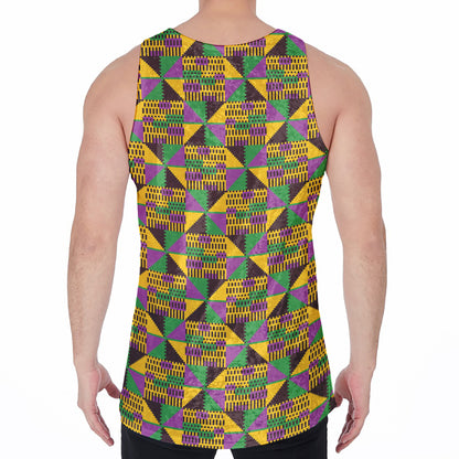 African Kente Pattern Print Men's Velvet Tank Top