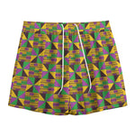 African Kente Pattern Print Mesh Shorts