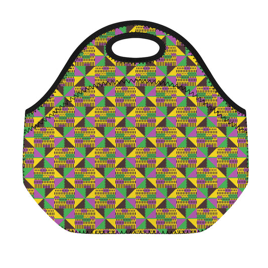 African Kente Pattern Print Neoprene Lunch Bag