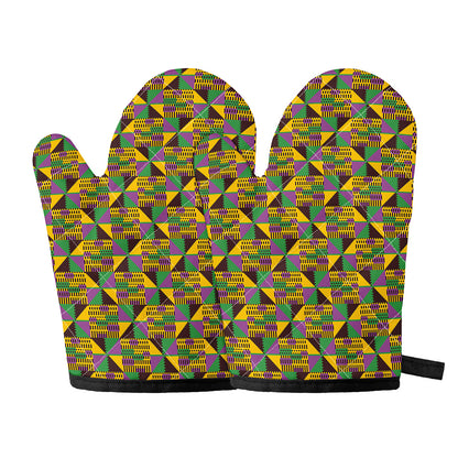 African Kente Pattern Print Oven Mitts