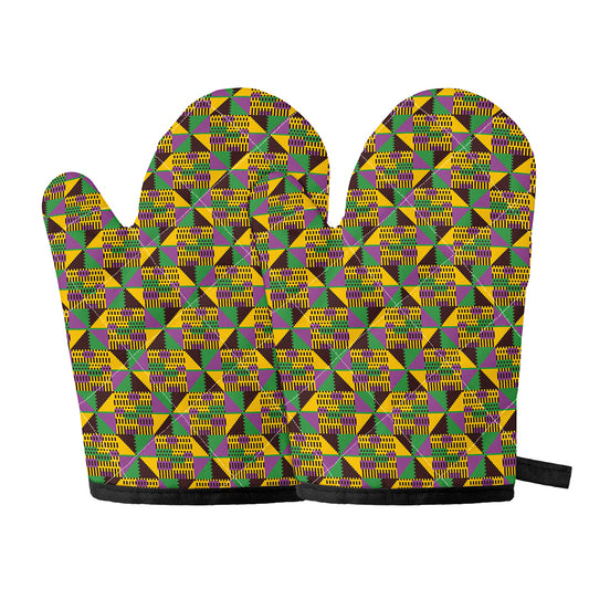 African Kente Pattern Print Oven Mitts