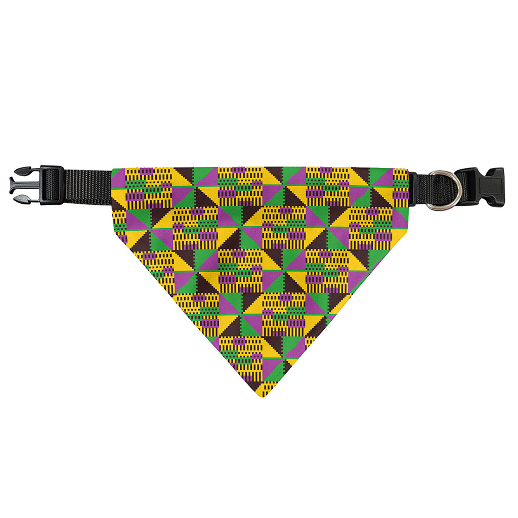 African Kente Pattern Print Over The Collar Dog Bandana