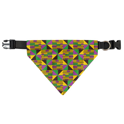 African Kente Pattern Print Over The Collar Dog Bandana
