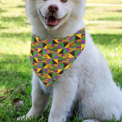 African Kente Pattern Print Over The Collar Dog Bandana