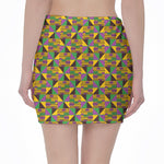 African Kente Pattern Print Pencil Mini Skirt