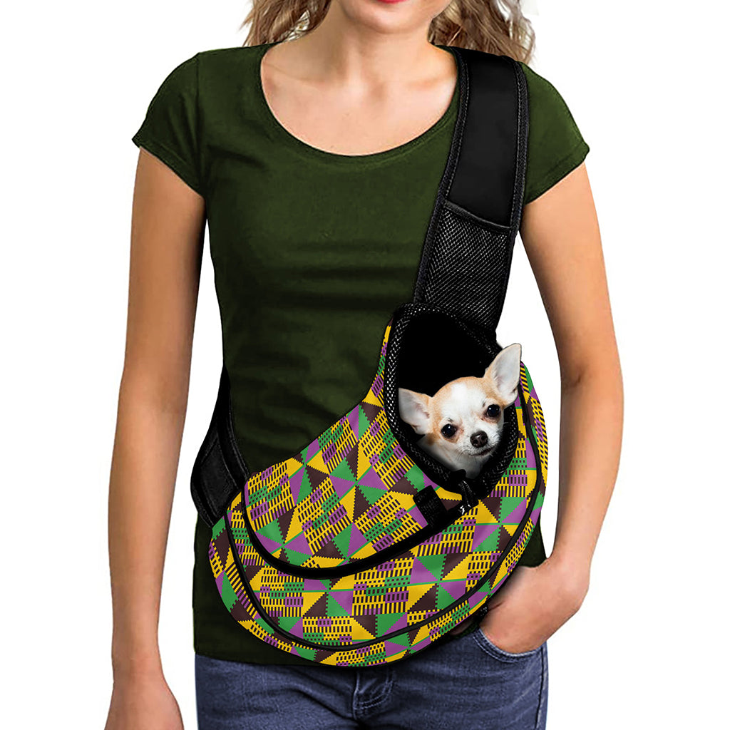 African Kente Pattern Print Pet Sling Carrier