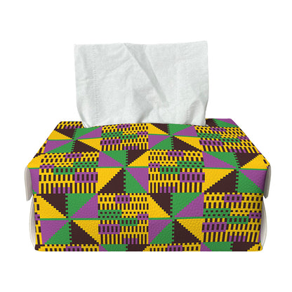 African Kente Pattern Print Rectangle Tissue Box Cover