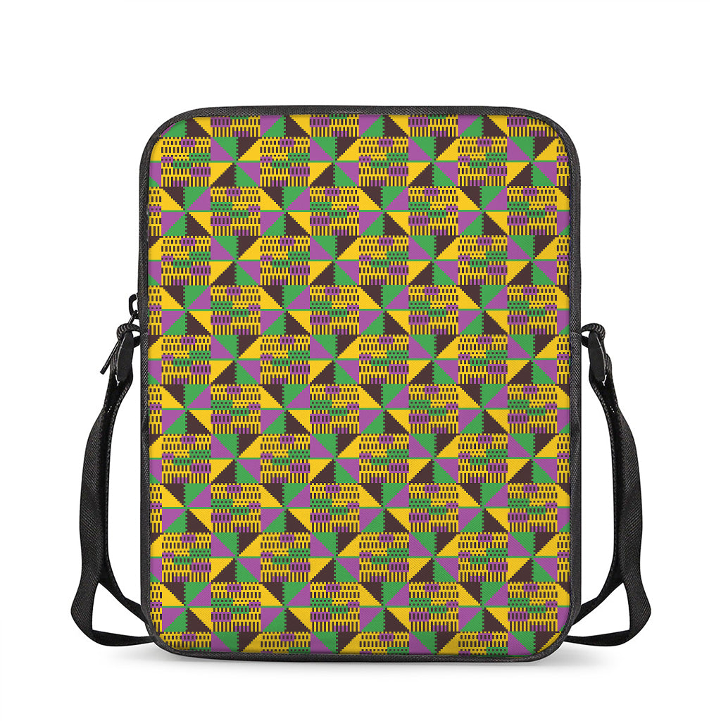 African Kente Pattern Print Rectangular Crossbody Bag