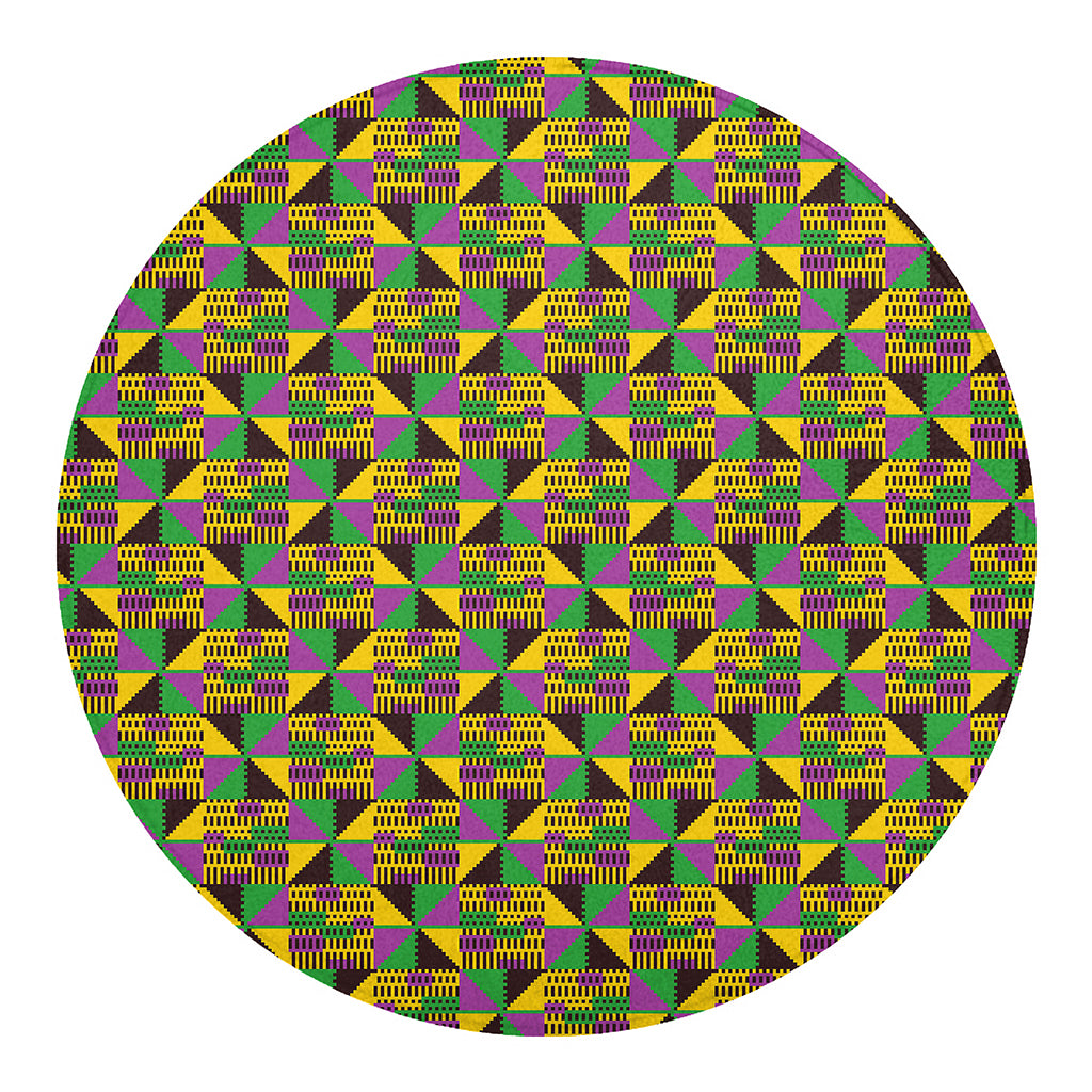 African Kente Pattern Print Round Blanket