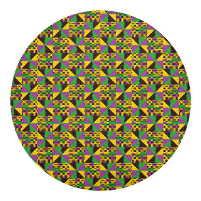 African Kente Pattern Print Round Blanket