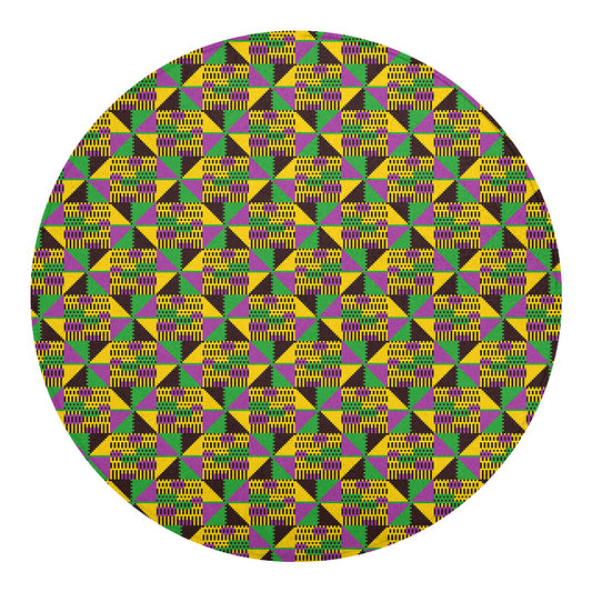 African Kente Pattern Print Round Blanket
