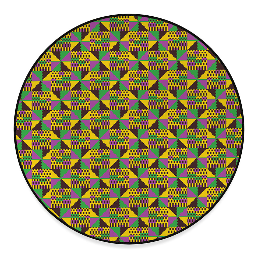 African Kente Pattern Print Round Floor Mat