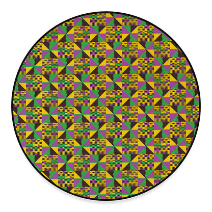 African Kente Pattern Print Round Floor Mat