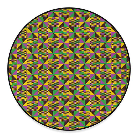 African Kente Pattern Print Round Floor Mat