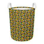 African Kente Pattern Print Round Laundry Basket