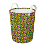 African Kente Pattern Print Round Laundry Basket