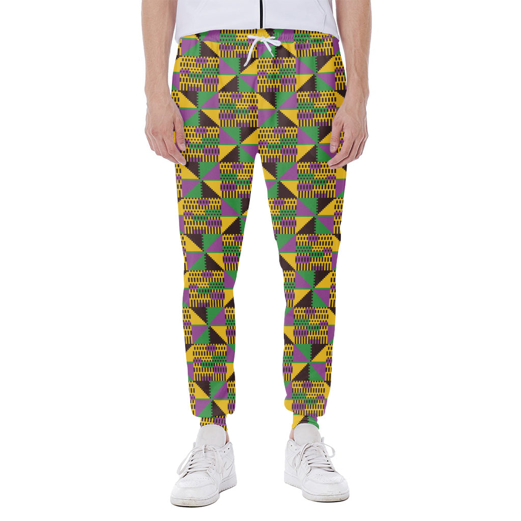 African Kente Pattern Print Scuba Joggers