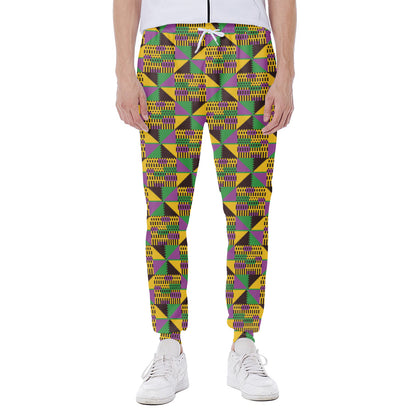 African Kente Pattern Print Scuba Joggers