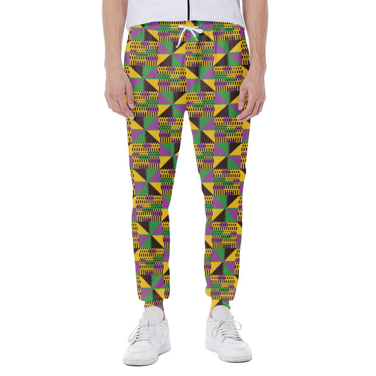 African Kente Pattern Print Scuba Joggers