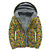 African Kente Pattern Print Sherpa Lined Zip Up Hoodie