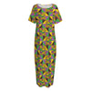 African Kente Pattern Print Short Sleeve Long Nightdress