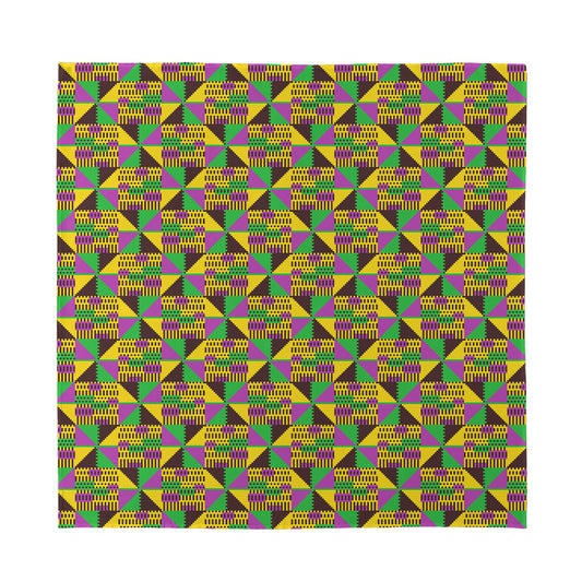 African Kente Pattern Print Silk Bandana