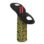 African Kente Pattern Print Single Neoprene Wine Tote