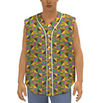 African Kente Pattern Print Sleeveless Baseball Jersey