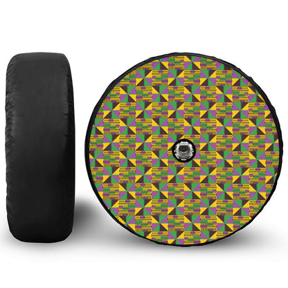 African Kente Pattern Print Tire Cover With Camera Hole