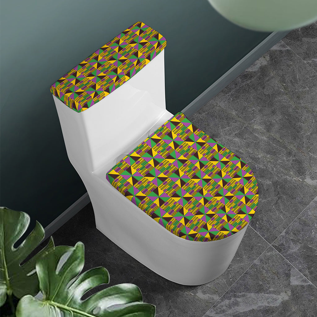 African Kente Pattern Print Toilet Lid And Tank Cover Set