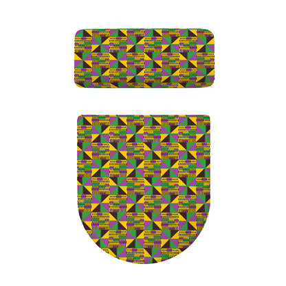 African Kente Pattern Print Toilet Lid And Tank Cover Set