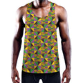 African Kente Pattern Print Men's Workout Tank Top