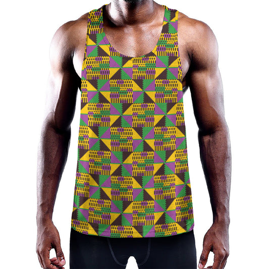 African Kente Pattern Print Training Tank Top