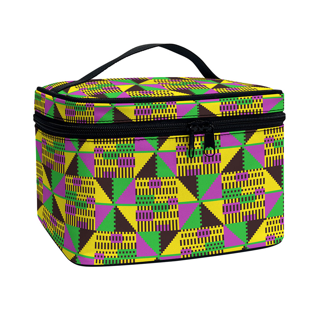 African Kente Pattern Print Travel Makeup Bag